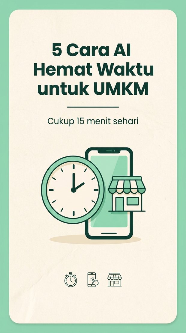 Hasil AI Konten Studio: slide 5 Cara AI Hemat Waktu untuk UMKM